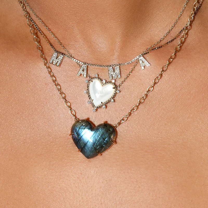 Necklaces Spark Test-Ultimate Juicy Heart Necklace - Labradorite / 14k Yellow Gold