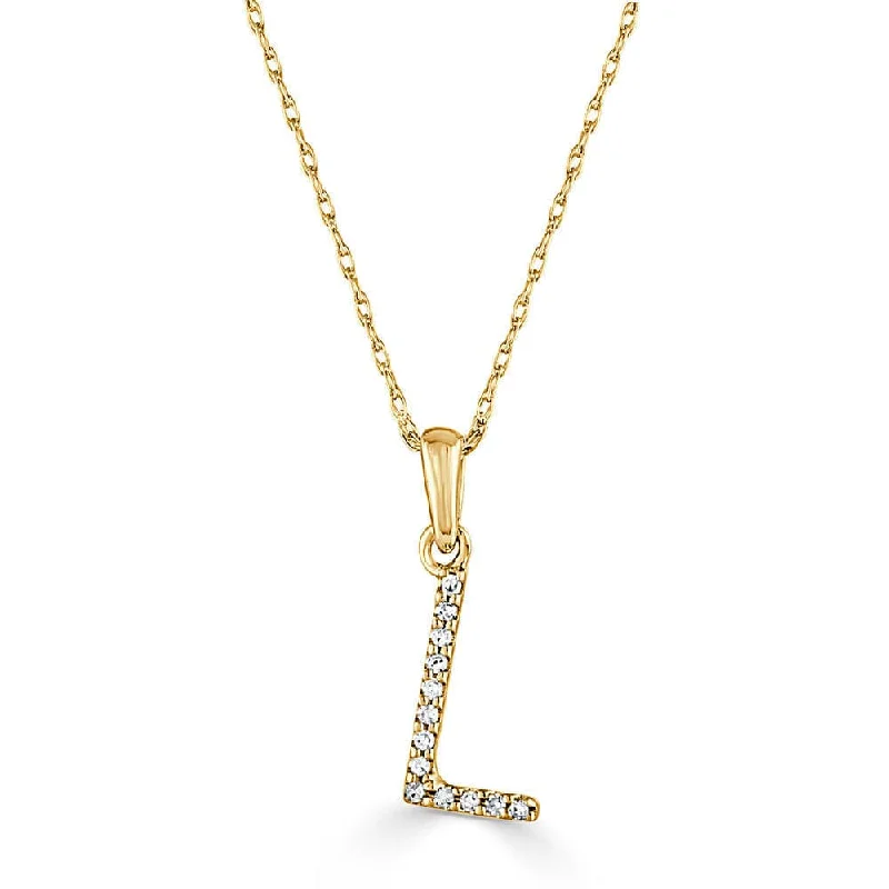 Necklaces For Thick Bracelets-14k Gold & Diamond Initial Necklace- L