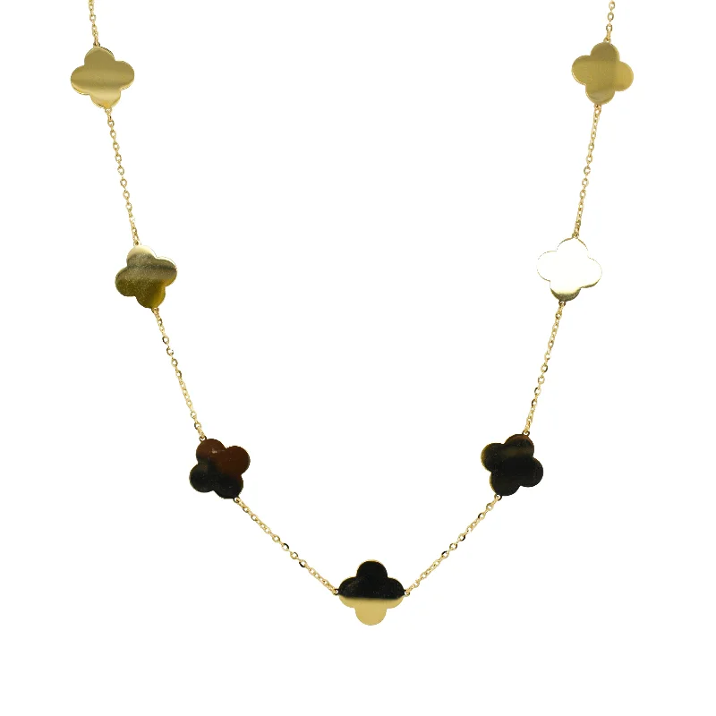 Necklaces Keep Routine-14K Gold Clover Station Necklace