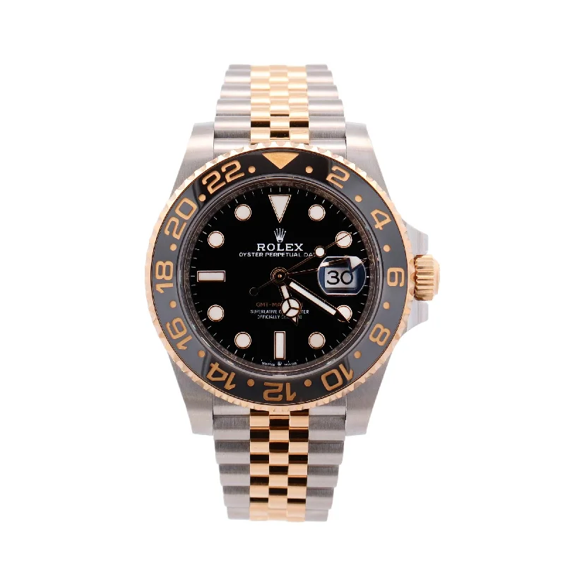 Watches For Big Faces-Rolex GMT-Master II 40mm Black Dial Watch Ref# 126713GRNR