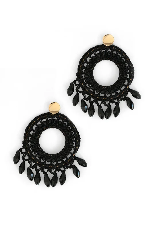 Dense Earrings For Wear-Catcher Of Dreams Drop Earrings - Black