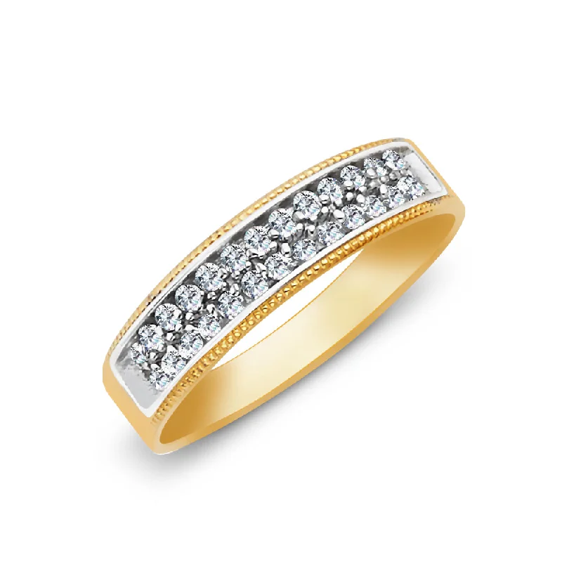 Rings For Braided Locks-14K Solid Gold CZ Men's Band Ring