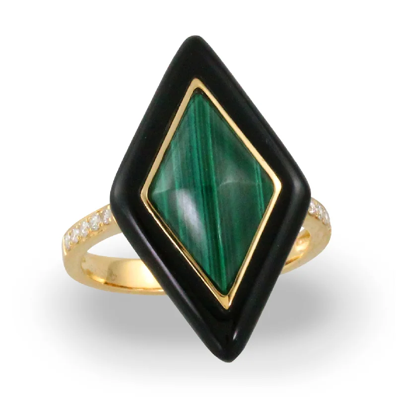 Rings For Sand Flash-Malachite and Diamond Ring