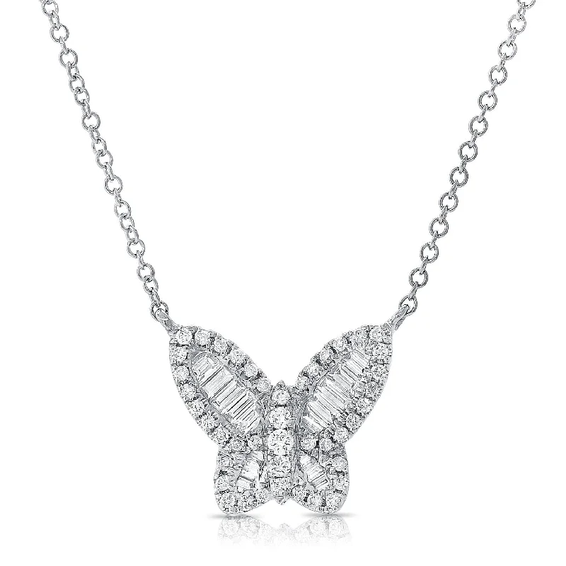 Best Form Necklaces-14k Gold & Baguette Diamond Butterfly Necklace