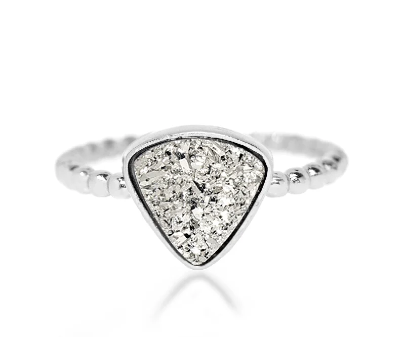 Rings For Vibrant Allure-Small Triangle Platinum Druzy Ring