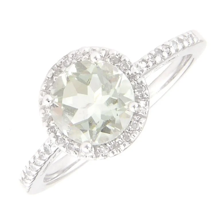 Rings Upkeep Hacks-14k White Gold Green Amethyst and Diamond Ring