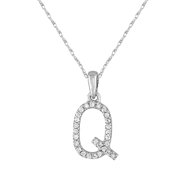 Mute Necklaces For Ease-14k Gold & Diamond Initial Necklace- Q