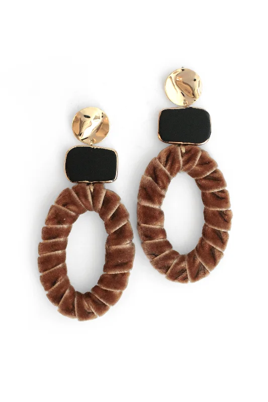 Earrings For Warm Weeks-Velvet Drop Earrings - Brown