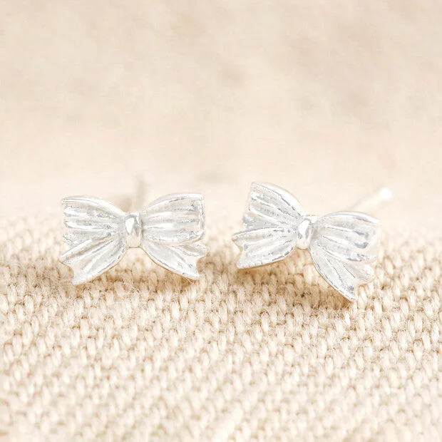 Earrings Gleam Reviews-Sterling Silver Bow Stud Earrings