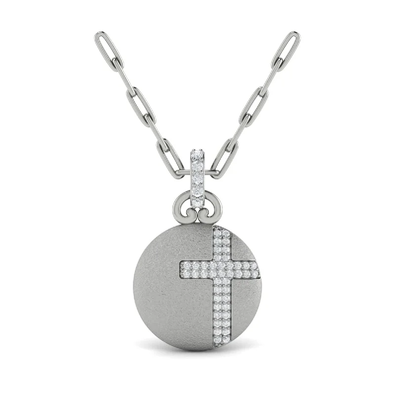 Necklaces Sale Offers-Diamond Cross Pendant Link Necklace