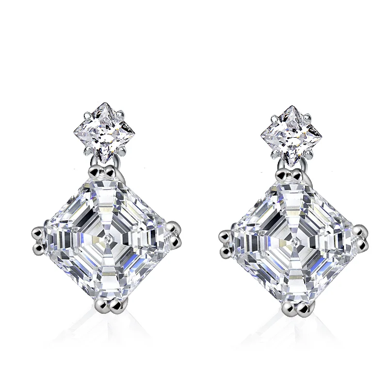 Best Thick Earrings-Anne Square Asscher-cut Drop Earrings