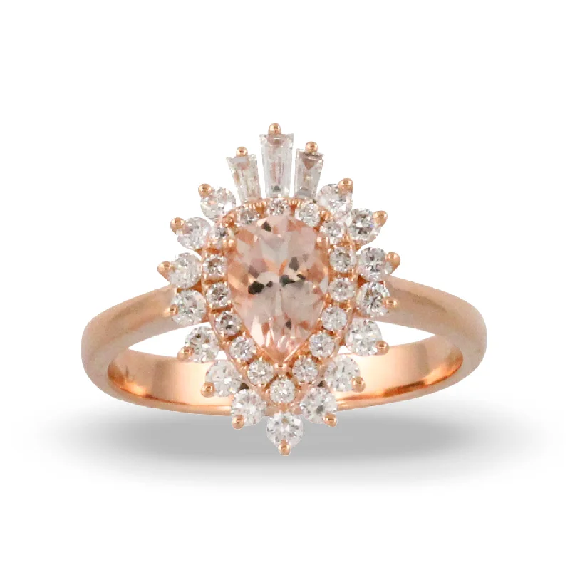 Rings For Braided Locks-Morganite and Diamond Ring