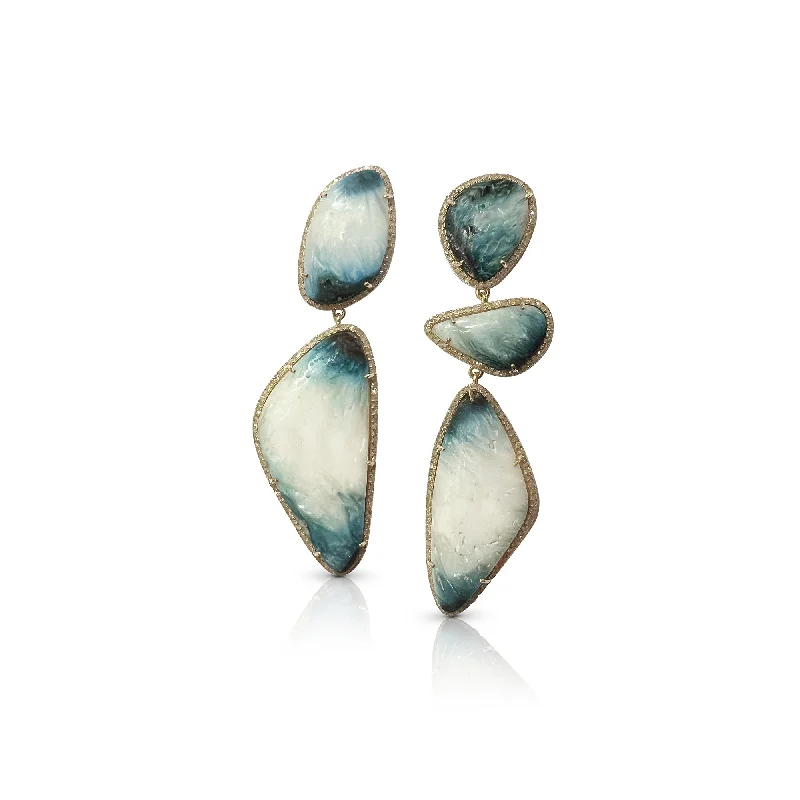 Ideal Earrings For Easy Glow-14k Blue Ice Palm Stone Drop Earrings