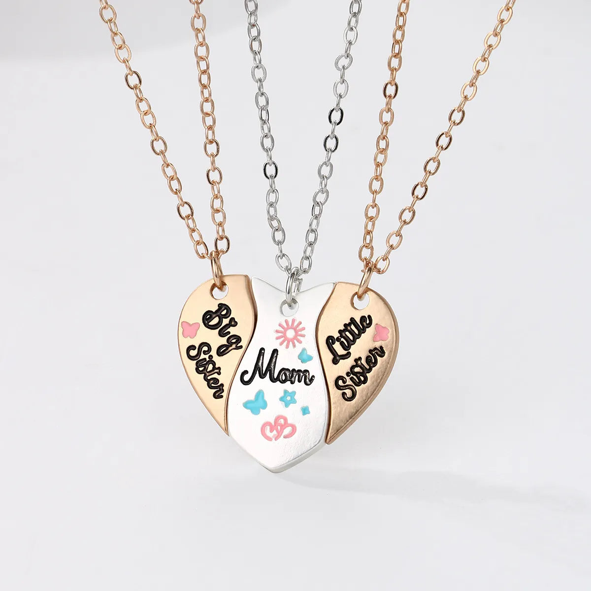 Light Necklaces For Wear-Simple Style Heart Shape Alloy Enamel Plating Mother's Day Mother&daughter Pendant Necklace