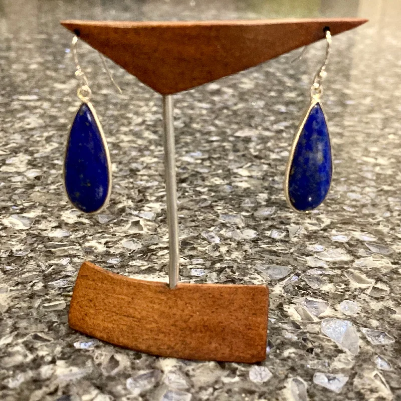 Earrings Guard Routine-Lapis Teardrop Sterling Silver Earrings