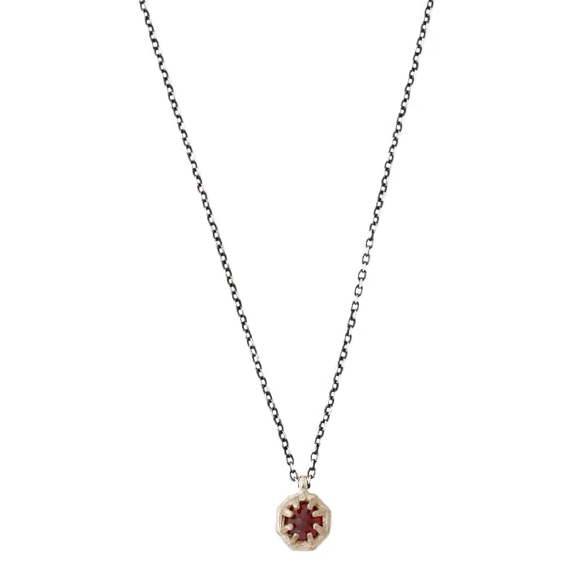 Necklaces For School Teens-Small Ruby Octagon Necklace