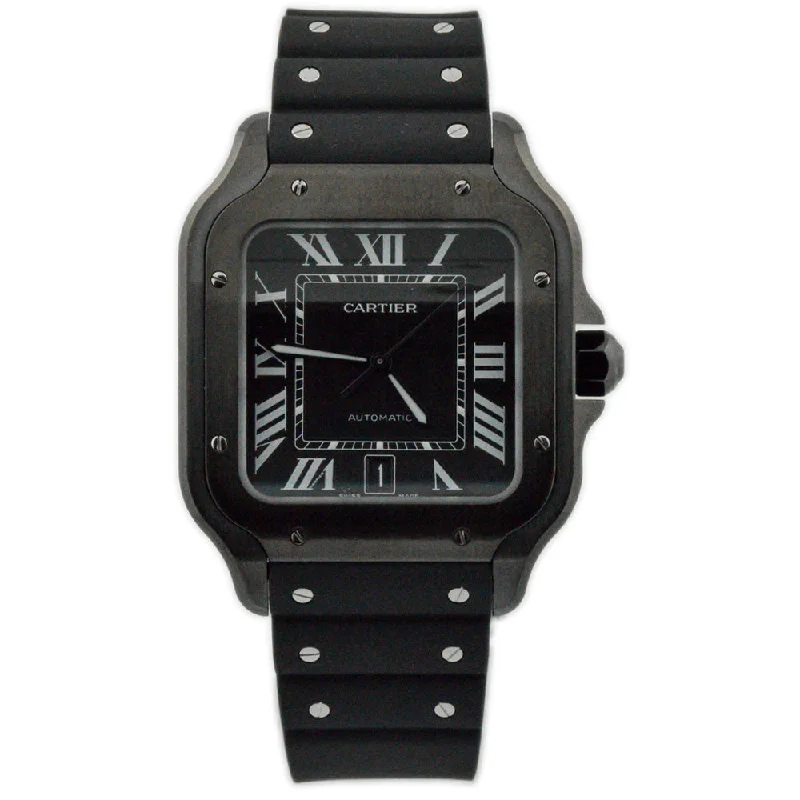 Watches Band Swap-Cartier Santos 40mm Black Dial Watch Ref# WSSA0039