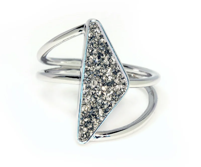 Rings Wear Resilience-Double Twist Platinum Druzy Ring