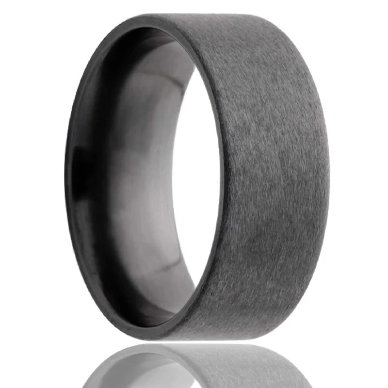 Rings For Serene Ages-Flat Zirconium Band Satin Finish Top