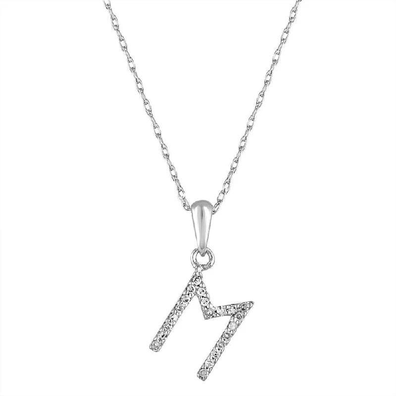 Necklaces For Pure Wear-14k Gold & Diamond Initial Necklace- M