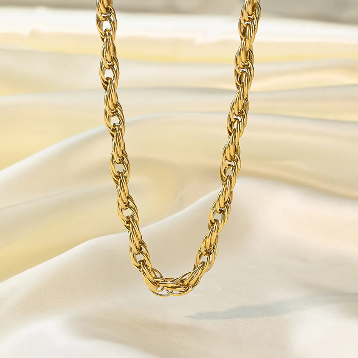 Necklaces Flash Guide-Wholesale Commute Waves Titanium Steel Plating Chain 18k Gold Plated Necklace