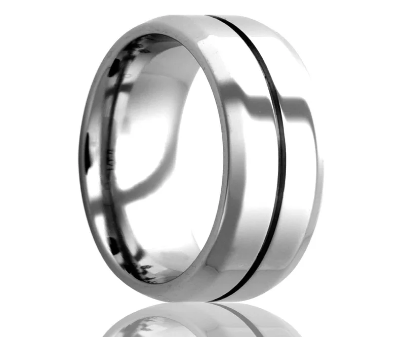 Rings Breadth Tips-Cobalt Beveled Edge Single Groove Ring