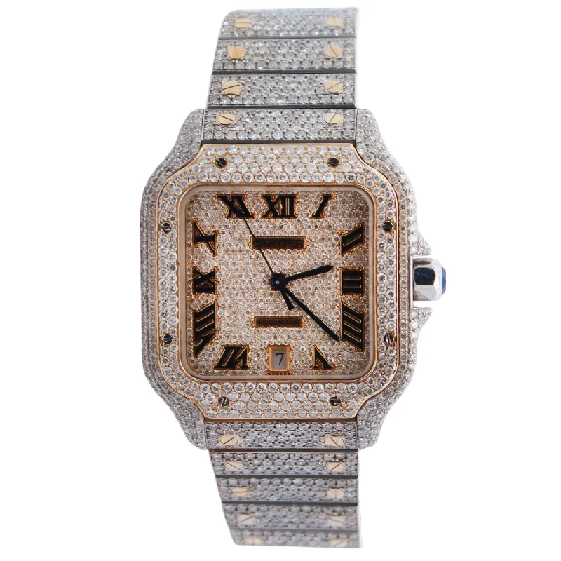 Low-Cost Watches Online-Cartier Santos 40mm Pave Dial Watch Ref# WSSA0009