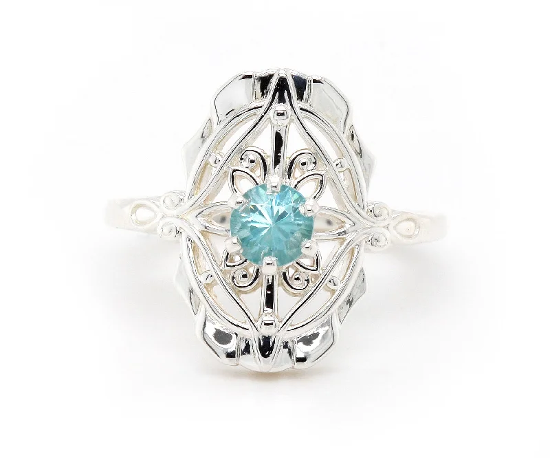 Mighty Rings For Dominant Style-Vintage Inspired Blue Zircon Silver Ring