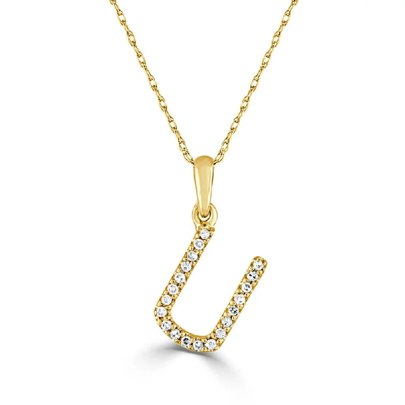 Necklaces For Dry Spells-14k Gold & Diamond Initial Necklace- U