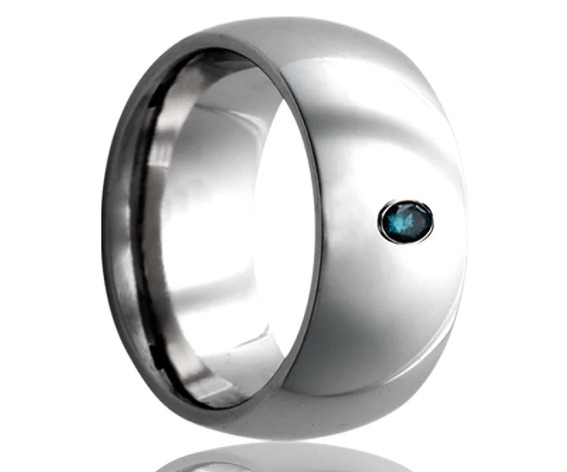 Rings Niche Gems-Men's Dome Tungsten Ring With Sapphire