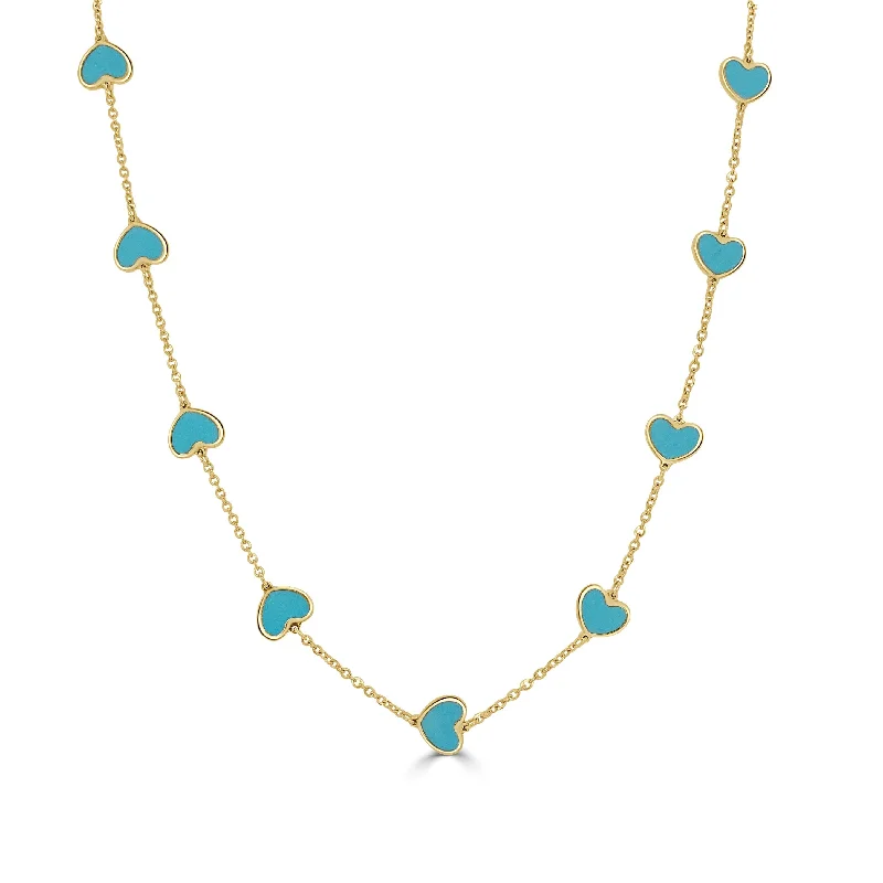 Necklaces Get Tips-14k Gold & Turquoise Heart Necklace