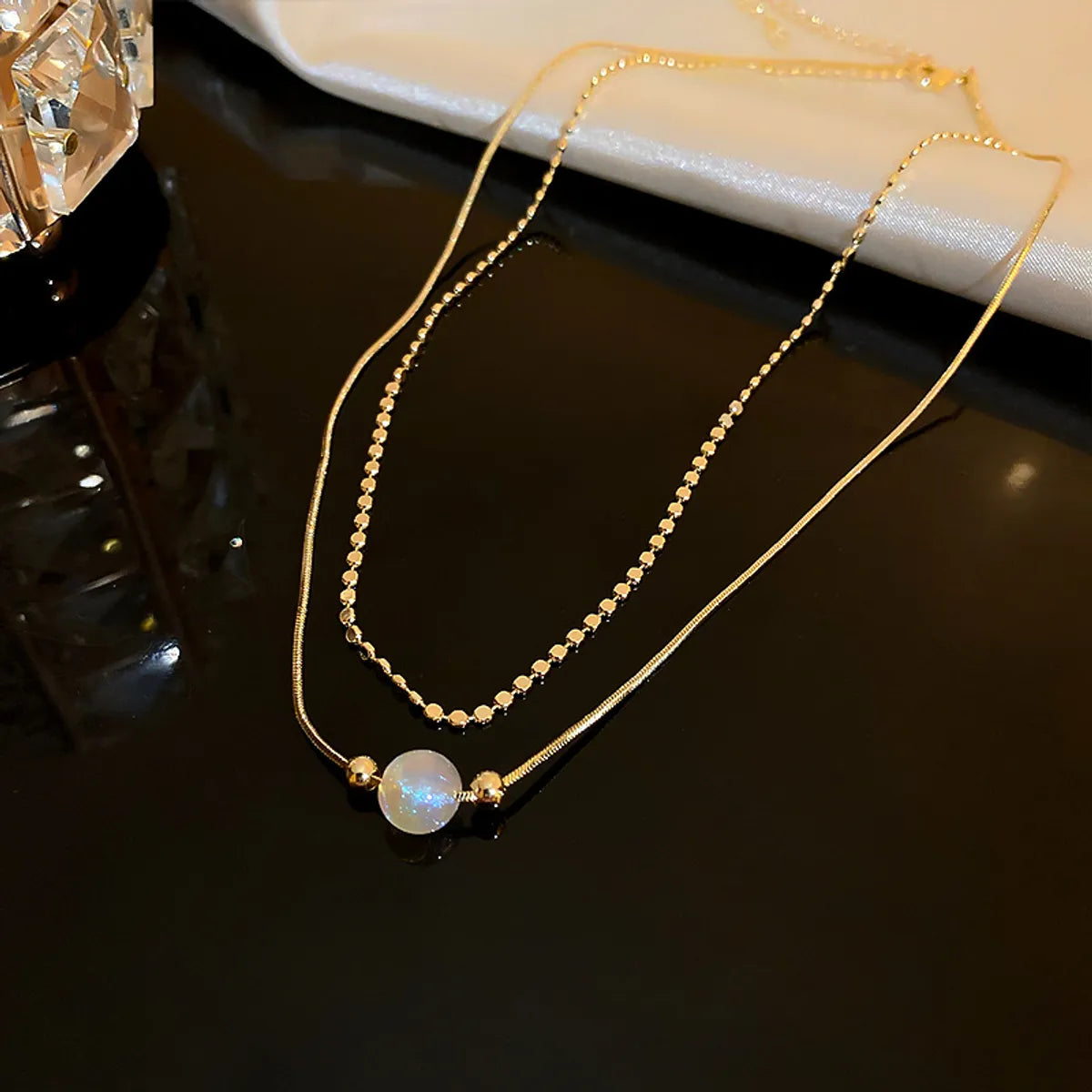 14# Gold Double-Layer Pearl Necklace