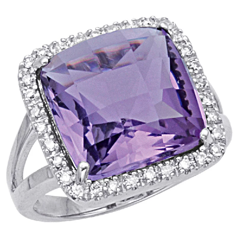 Rings For Frosty Glow-Amethyst and Diamond Ring