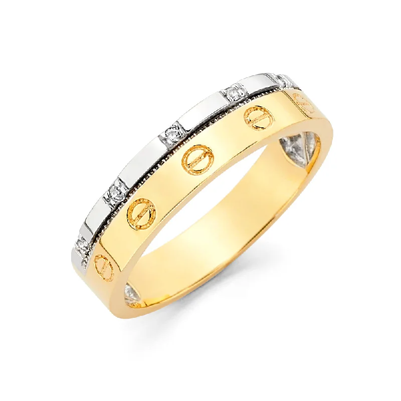 Rings Blend Hacks-14K Solid Gold CZ Women's Wedding Band