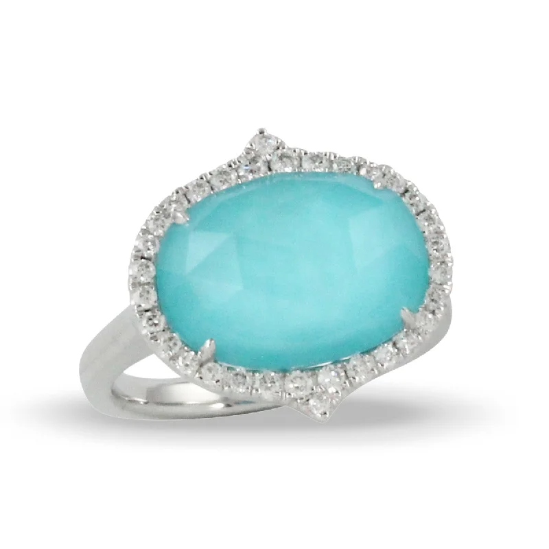 Rings For Wave Gleam-Turquoise and Diamond Ring