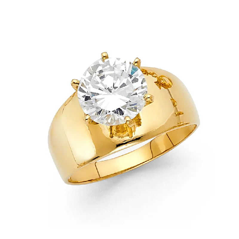 Rings Value Tips-14K Solid Gold Round Cut CZ Solitaire Women's Engagement Wedding Ring