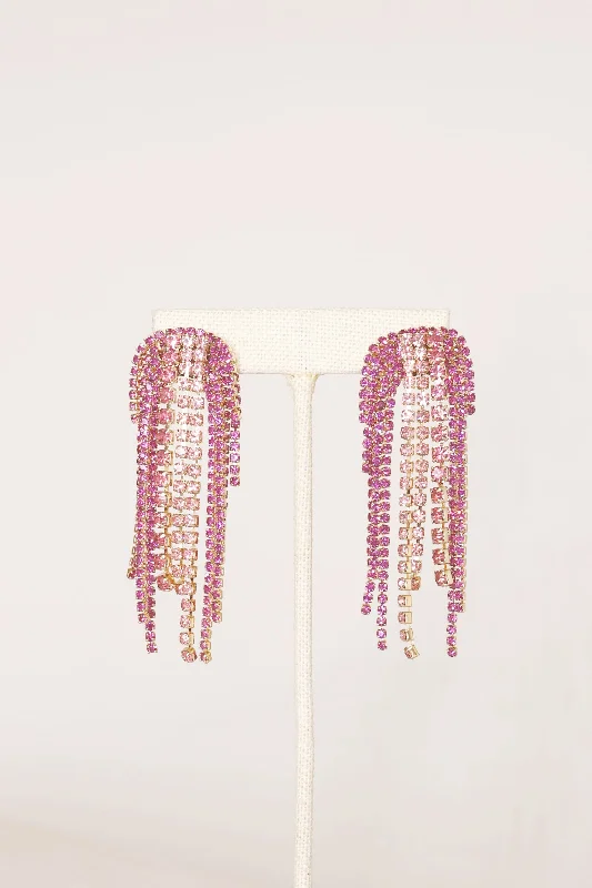 Earrings Grade Rules-Tiffany Fringe Earrings - Pink