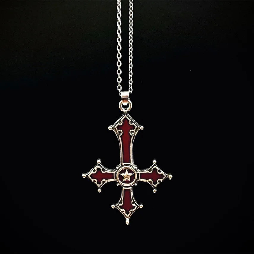 Necklaces For Bright Fits-Retro Punk Cross Alloy Plating Men'S Pendant Necklace