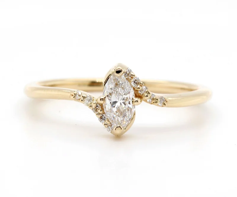 New Spark Rings-Dainty Marquise Diamond Bypass Ring