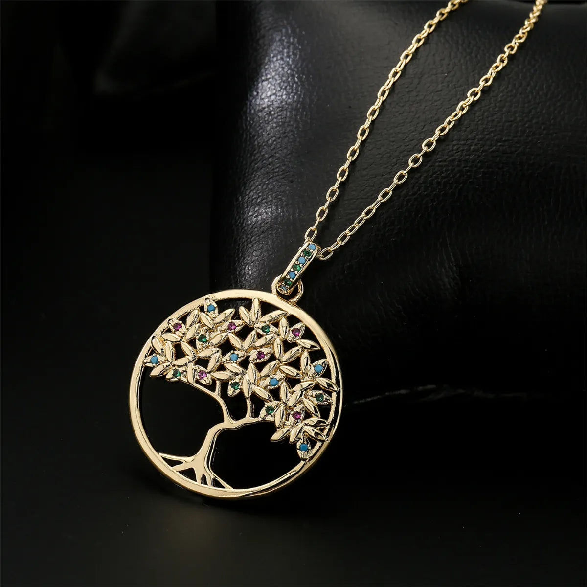 Necklaces Wear Rules-Copper Plated 18k Gold Tree Pendant Necklace Micro-Set Zircon Jewelry Women