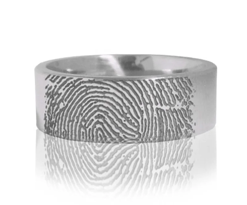 Rooted Rings For Earth-Keepsake Custom Fingerprint - Engraving Only