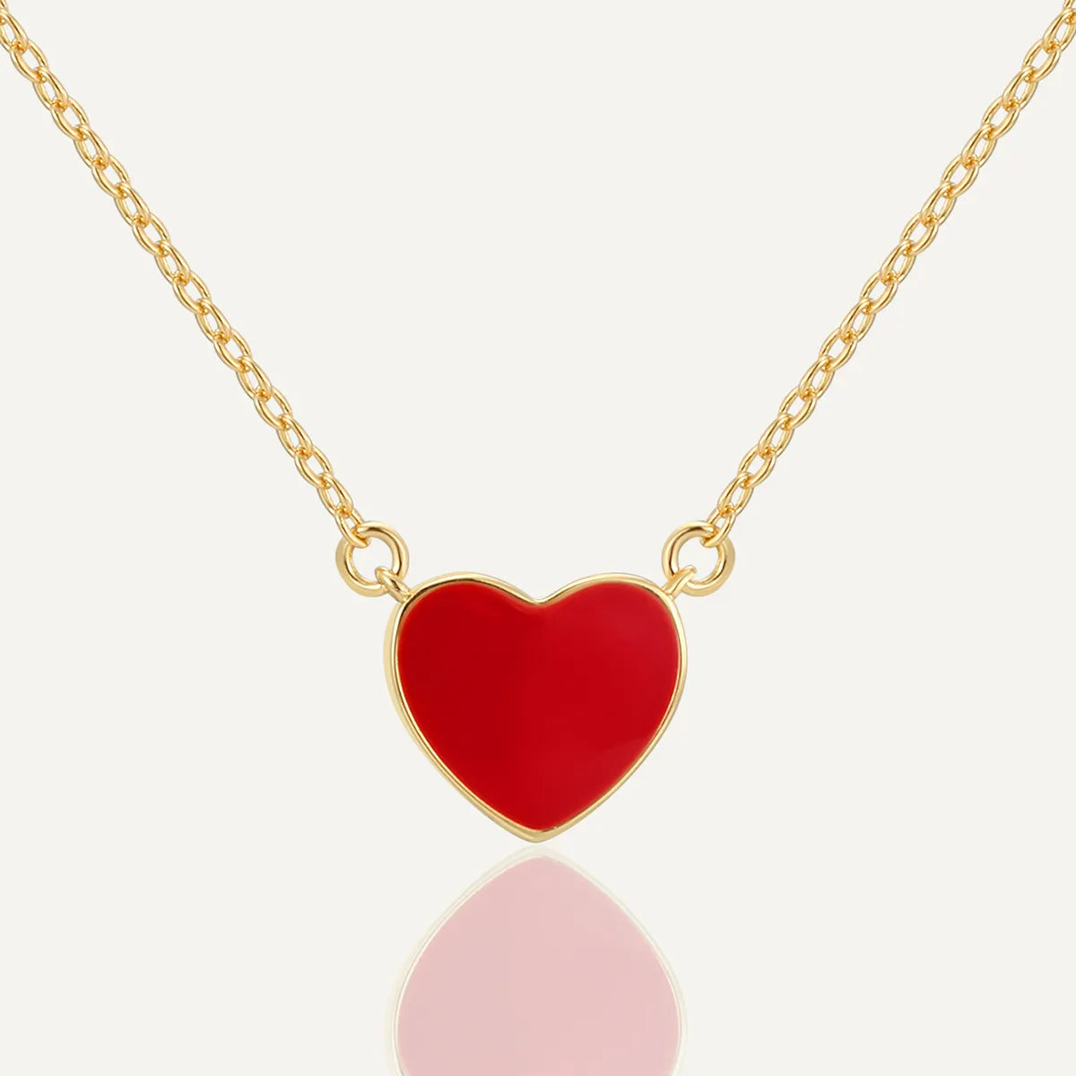 Necklaces With Nickel Flair-Copper 18K Gold Plated Epoxy Heart Shape Pendant Necklace