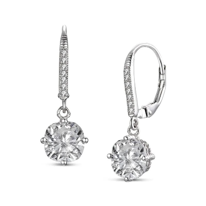 Earrings Snag Tips-White Gold Plated Sterling Silver Cubic Zirconia Vintage Milgrain Dangle Earrings