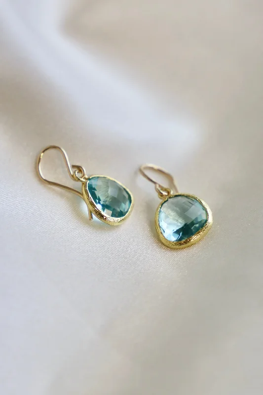 Pure Earrings For Charm-MEDIUM AQUAMARINE BEZEL EARRINGS