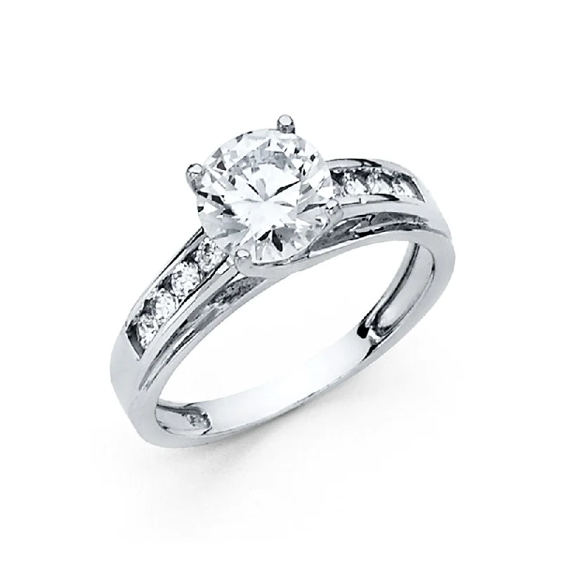 Rings Caliber Scores-14K Solid Gold 1.5 Ct CZ Solitaire 2.5MM Engagement Wedding Ring