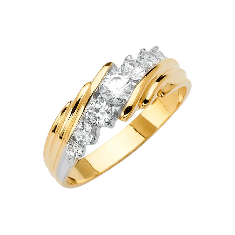 Rings Smith Tales-14K Solid Gold CZ Men's Traditional Wedding Band Ring