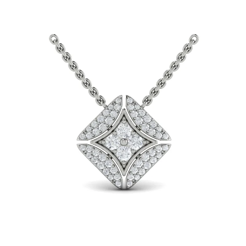 Necklaces With Spiral Designs-Diamond Vlora Star with Channel Set Diamond Cluster Pendant Necklace