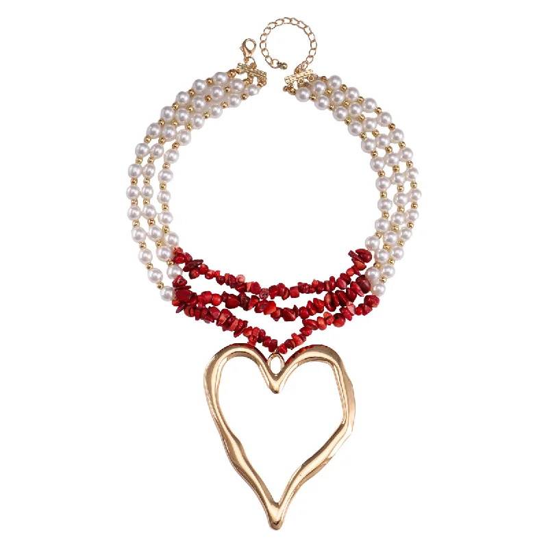 Red turquoise-Golden Heart