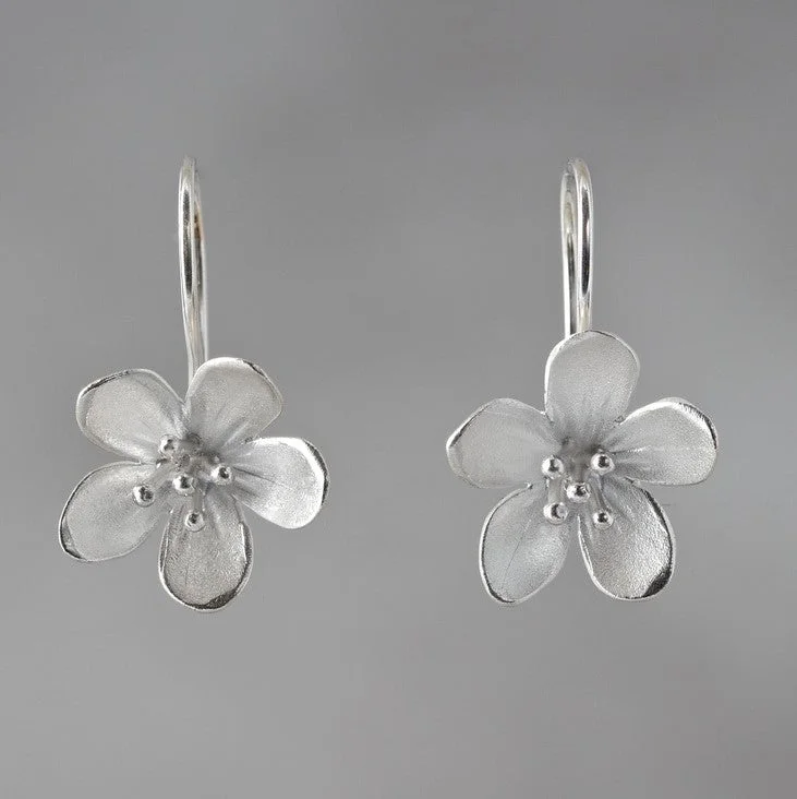 Best Find Earrings-Large Apple Blossom Sterling Silver Loop Earrings