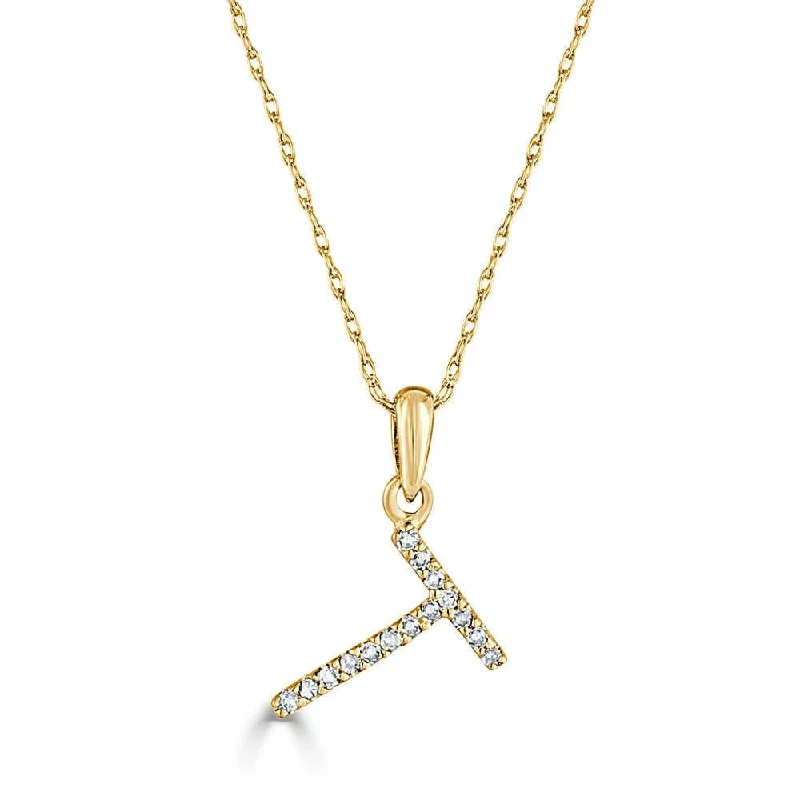 Necklaces For Wet Seasons-14k Gold & Diamond Initial Necklace- T